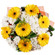 Sunny Day. This expressive arrangement in yellow and white colors combines brightness and tederness very well. This bouquet of gerberas and chrysanthemums is a perfect gift idea.. Barcelona